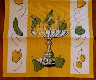 Fab Vintage Fruit Compote Kitchen Tea Towel Unused Mid Century So Fun