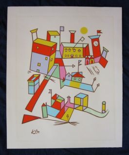 Original Cityscape Paul Klee Lithograph Abstract Art Signed