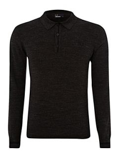 Fred Perry Long sleeved knitted polo shirt Graphite   