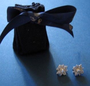 Konstantino Silver Stud Cross Earrings w Blue Topaz