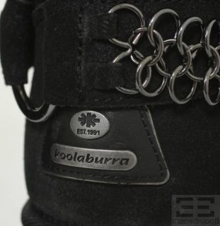Koolaburra Audrey Tall Black Suede Fringe Shearling Boots Size 8 New