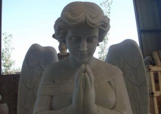White Marble Praying Angel Garden Statue
