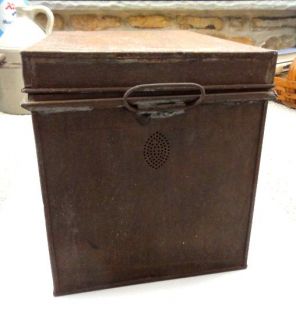 antique Kreamer Bread Box Tin Latch Lid w Handles★