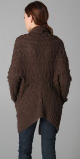 Vince Cocoon Cable Knit Sweater Coat Nutmeg Brown Cardigan Small $345