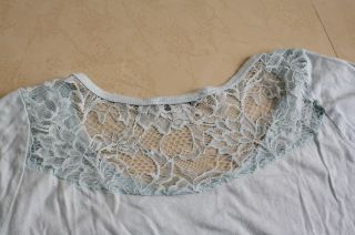Forever 21 Lace Back Short Sleeve Knit Top Turquoise Sz s Small