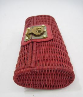 Kotur Red Woven Wicker Clutch Handbag