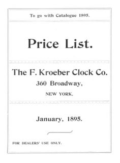 1895 Kroeber Clock Co Catalog Prices Parts