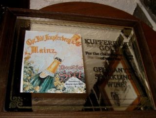 Kupferberg Mirror Sign German Sparkling Wine in Wood Frame