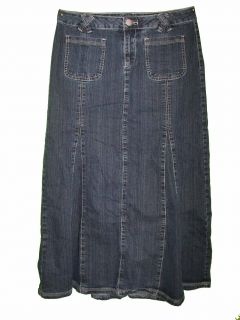 La Blues Sz 6 Womens Blue Jeans Denim Long Skirt Stretch KO55