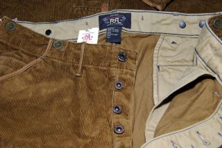 Polo Ralph Lauren Double RL RRL Mens Corduroy Khaki Cargo Patch Pants