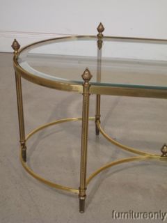 F5148 Labarge Brass and Glass Oval Cocktail Coffee Table
