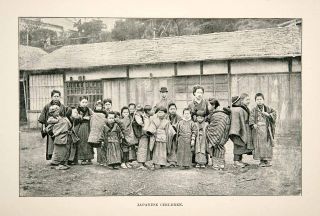 1891 Print Japanese Children Boys Girls Kimono Yukata Taka Shimada
