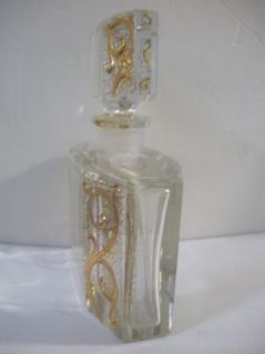 Large 5 Vintage Crystal Perfume Bottle Scent Cologne Vanity Art Glass