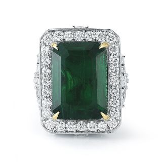 Spectacular 20 83 Ct Natural Emerald Diamond Ring 18 White Gold One of