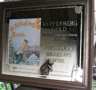 Kupferberg Mirror Sign German Sparkling Wine in Wood Frame