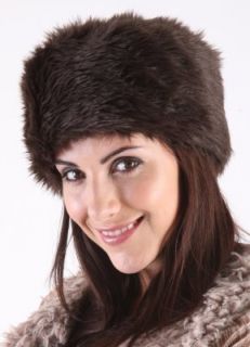 RJM Ladies Dark Brown Faux Fur Russian Cossack Style Hat One Size