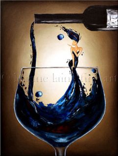Sexy Woman Wine Art Giclee of Leanne Laine Painting
