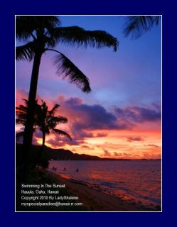 Hawaii Hawaiian Palm Tree Ocean Beach Sunset Photo Art