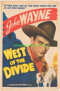West of The Divide Movie Poster R1940 John Wayne