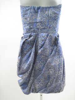Lala Blue Gray Metallic Tiered Strapless Dress Size 12