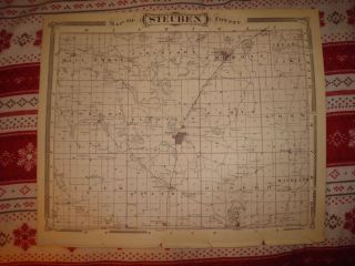 1876 STEUBEN COUNTY ANGOLA FREMONT BUTLER PLEASANT LAKE INDIANA MAP NR
