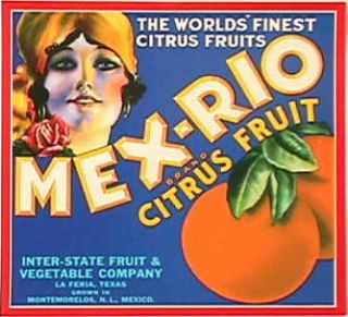Mex Rio Vintage Citrus Crate Label La Feria Texas