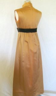 Vtg 50s 60s Satin Copper Holiday Empire Cocktail Gown Wedding Party