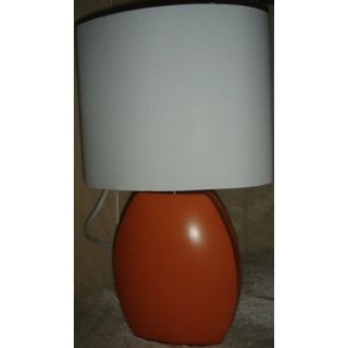 Lite Source Ceramic Table Lamp with White Fabric Shade in Orange LS