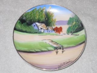 Vintage Hand Painted Signed Hitomi Landscape Scene Plate