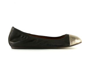 Lanvin Ballerina Womens Black Calf Leather and Golden Toe Size US 5 5