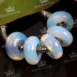 30pc Lots Opal Opalite Big Hole Bead Fit Charm Bracelet