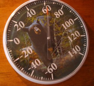 Large Outdoor Thermometer Black Bear Log Cabin Lodge Home Decor New in