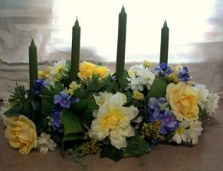 Large Floral Centerpiece Arrangement Candle Holder
