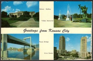 from Kansas City MO Paseao Bridge Nelson Gallery Postcard 1962