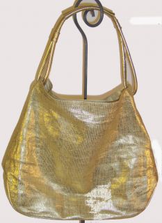 Queen by Queen Latifah Metallic Gold Lightweight Hobo Bag Double