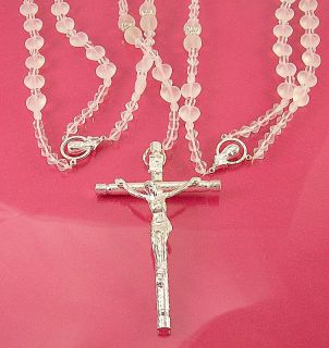 Crystal Glass Wedding Unity Lasso Rosary Silver Cross New