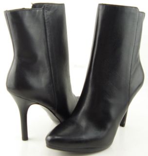 Ralph Lauren Larissa Black Leather Womens Designer Shoes Ankle Boots 6