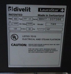 Laurastar 705 Premium Professional Steam System Iron Ironing