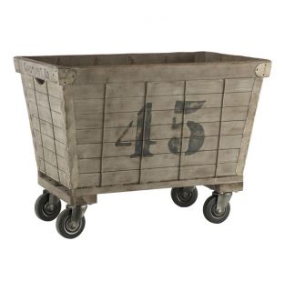 Industrial Loft Aged Wood Laundry Cart