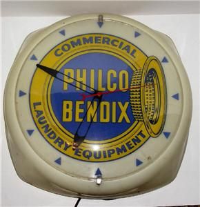 50s Philco Bendix Laundry Equipment Washers Lighted Advertising Clock