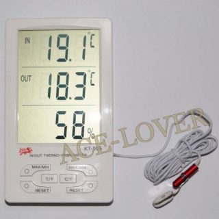 inch Large LCD Indoor Outdoor Humidity Hygrometer Thermometer