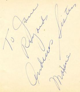 Andrews Sisters Laverne Patty Maxene Vintage 1930s Signed Album Page