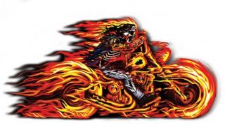 Flaming Motorcycle Hot Leathers Sticker Vinyl Decal
