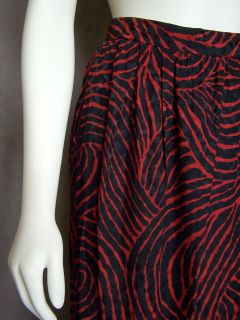 Vintage Yves Saint Laurent Rive Gauche Black Red Silk Wrap Skirt w