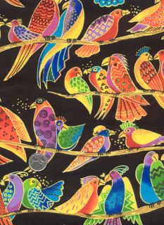 RARE Laurel Burch Fabric Jungle Songs Collection Macaws Parrots