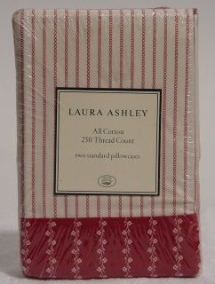 New Laura Ashley Colette Red Stripe Standard Pillowcases