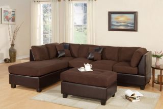 Sofa Couch / Sectional Sofa in Microfiber and Faux Leather W Free