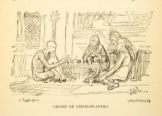 Engraving Chess Players Lawrence Alma Tadema Seated Game Match Piece