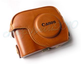 Leather Case Bag For Canon Powershot G11 G12 Yellow Brown