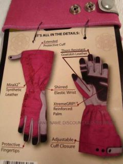 ERGONOMIC Pink PROTECT Garden Gloves Leather GRIP Roses Thorns S M L